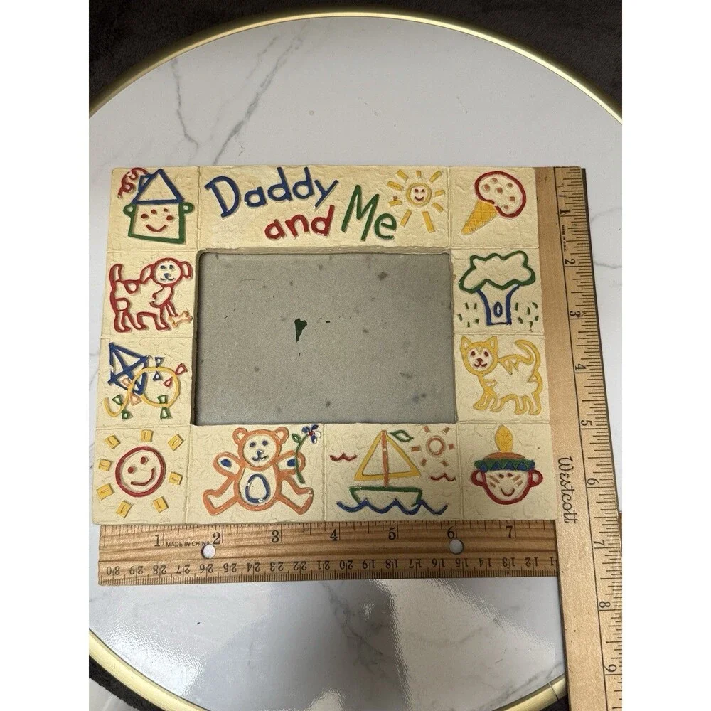 Vintage FIGI Graphics Daddy and Me  picture frame Resin 8” X 6.5” Fathers Day
